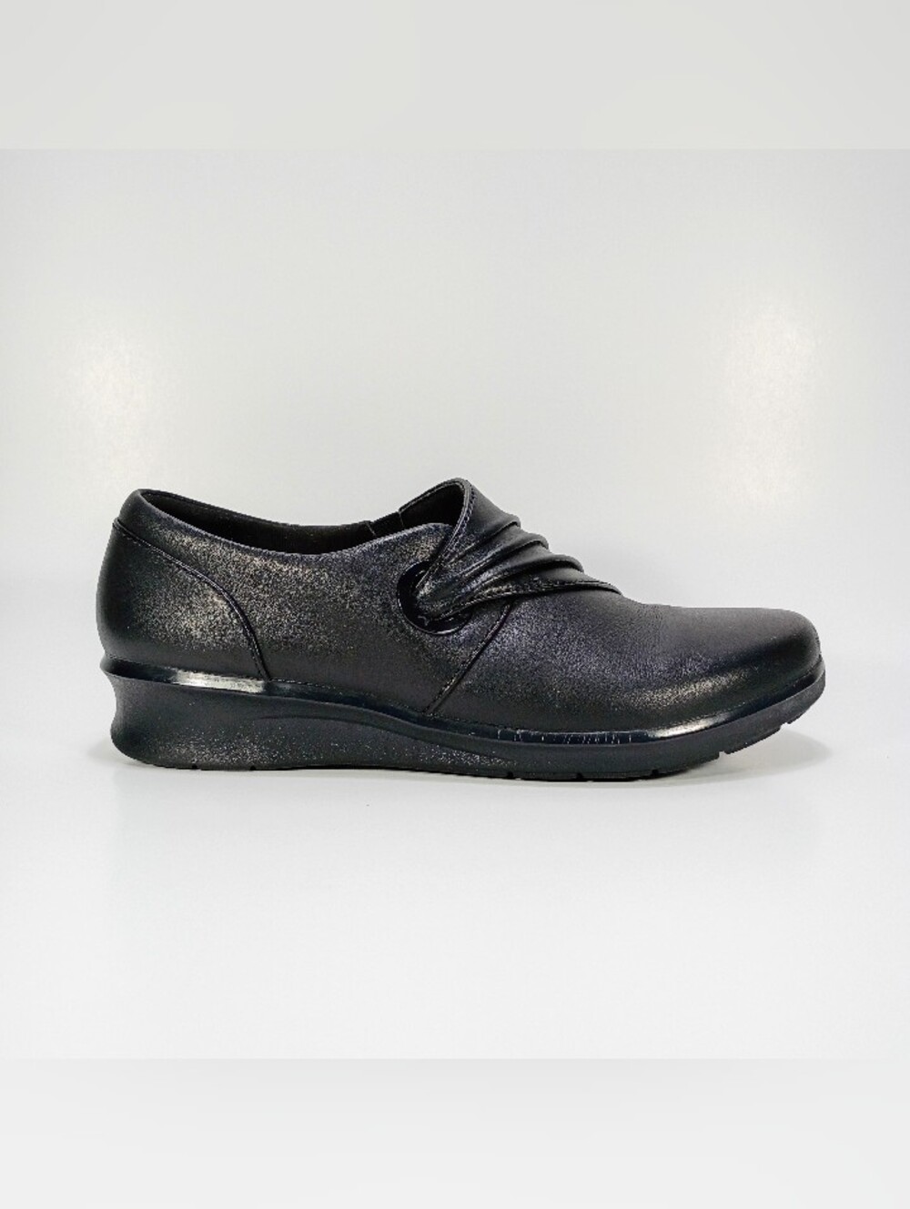 Clarks Hope Shine Womens 6 Black Leather Slip On Loafers Shoes
